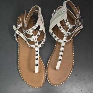 Women's White Studded Sandals